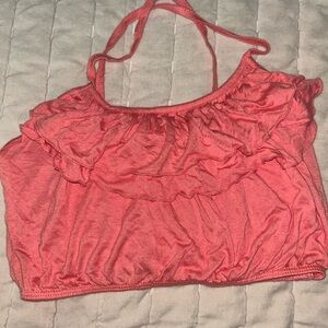 Women's Coral Ruffle Crop Top